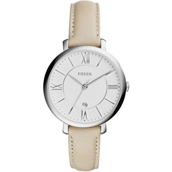 Fossil Women’s Quartz Beige Leather Strap White Dial 36mm Watch ES3793