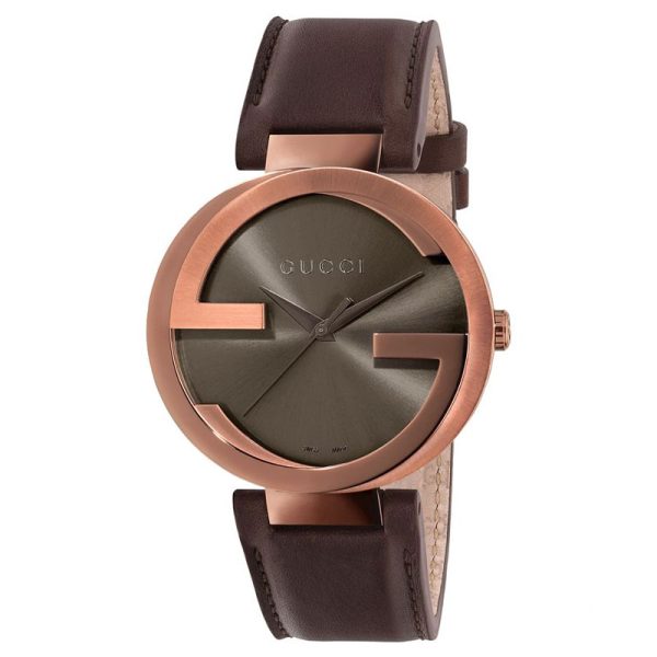 Gucci Men’s Swiss-Made Quartz Brown Leather Strap Brown Dial 42mm Watch YA133207