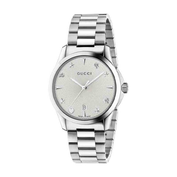 Gucci Women’s Swiss Made Quartz Stainless Steel Silver Dial 38mm Watch YA1264028