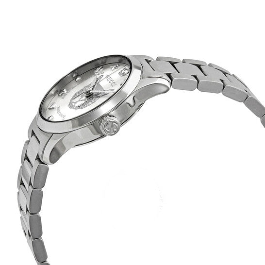 Gucci Women’s Swiss Made Quartz Silver Stainless Steel Silver Dial 27mm Watch YA126595