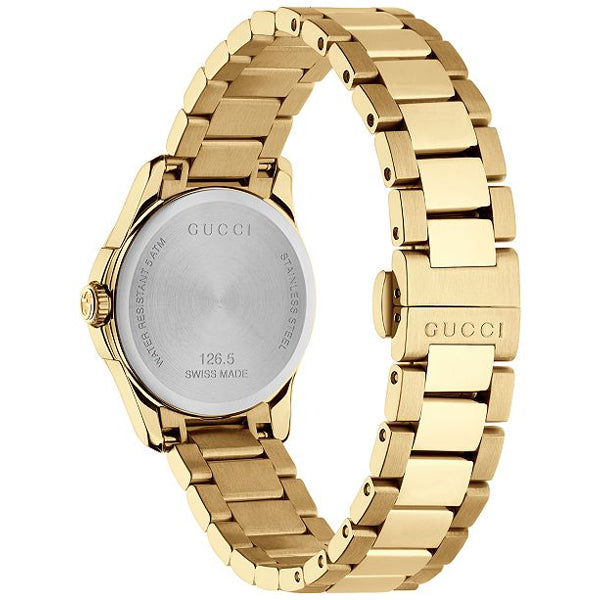 Gucci Women’s Swiss Made Quartz Stainless Steel Gold Dial 27mm Watch YA126553