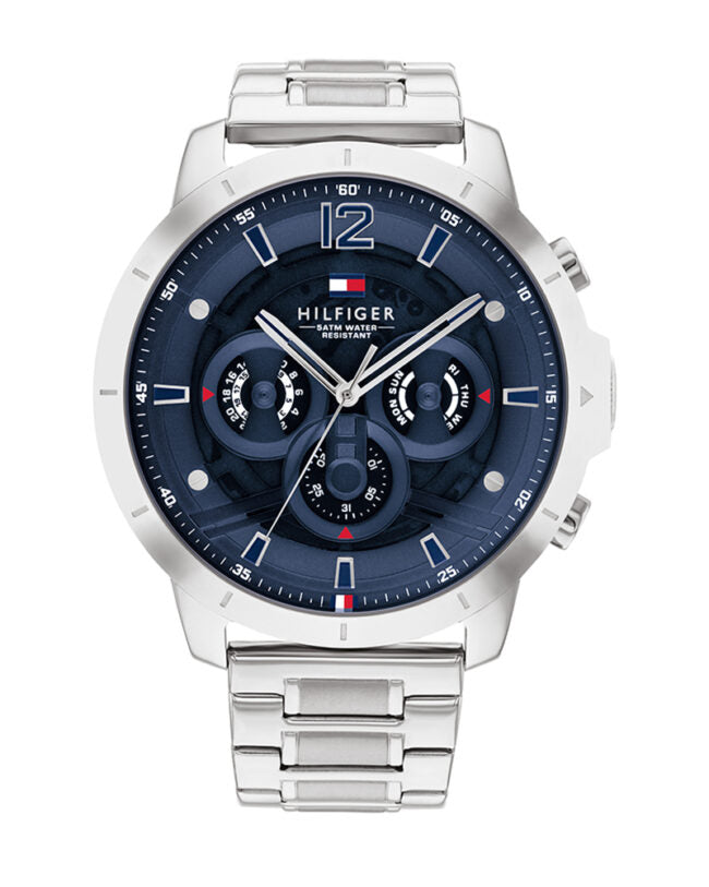 Tommy Hilfiger Men’s Quartz Silver Stainless Steel Blue Dial 50mm Watch 1710492