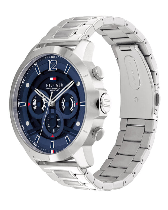 Tommy Hilfiger Men’s Quartz Silver Stainless Steel Blue Dial 50mm Watch 1710492