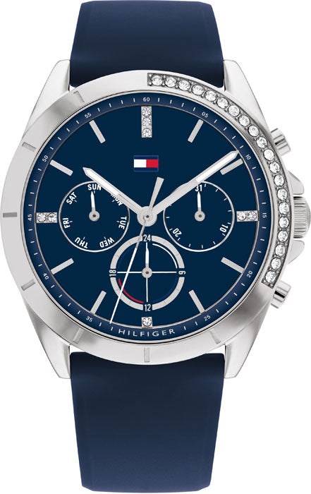 Tommy Hilfiger Womens Blue Silicone Strap Blue Dial Multi-function Watch - 1782389