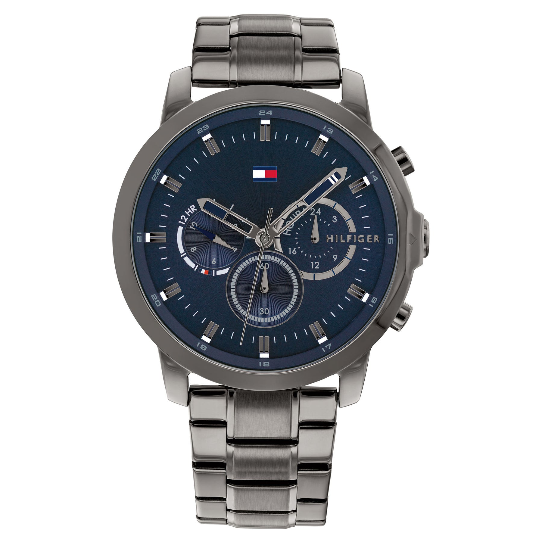 Tommy Hilfiger Jameson Grey Stainless Steel Blue Dial Chronograph Quartz Watch for Gents – 1791796