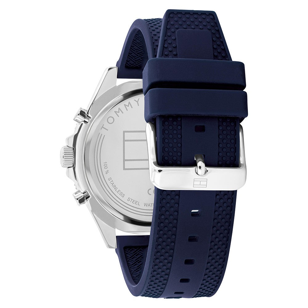 Tommy Hilfiger Larson Blue Silicone Strap Blue Dial Chronograph Quartz Watch for Gents – 1791920