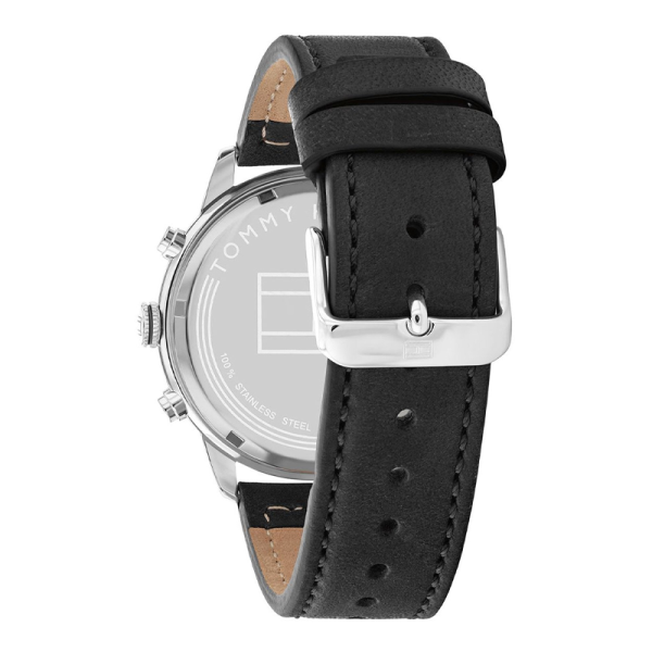 Tommy Hilfiger Men’s Quartz Black Leather Strap Black Dial 44mm Watch 1791947