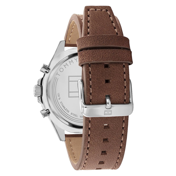 Tommy Hilfiger Men’s Quartz Brown Leather Strap Green Dial 46mm Watch 1791983