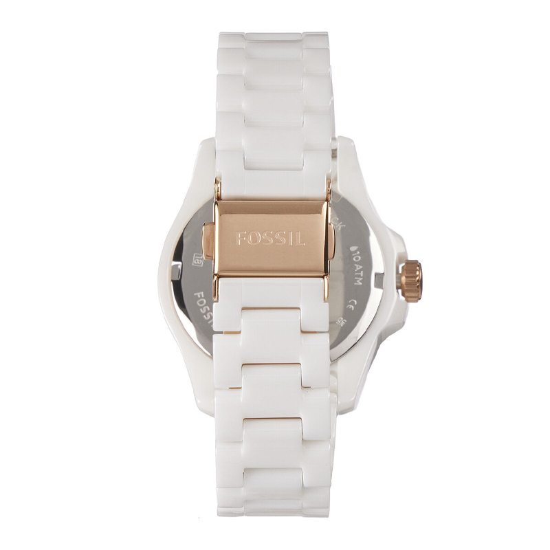 Fossil Women’s Quartz White Ceramic Chain White Dial 36mm Watch CE1107