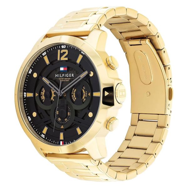 Tommy Hilfiger Men’s Quartz Gold Stainless Steel Black Dial 50mm Watch 1710511