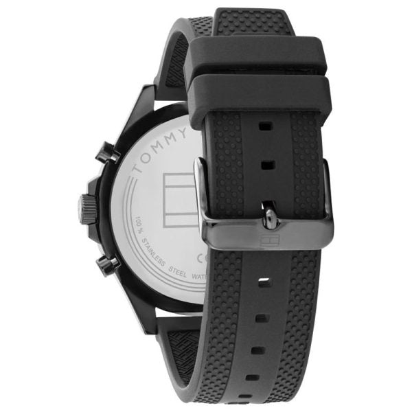 Tommy Hilfiger Men’s Quartz Black Silicone Strap Black Dial 46mm Watch 1791921