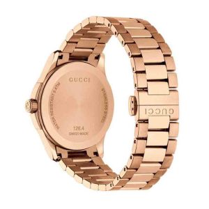 Gucci Women’s Swiss Made Quartz Stainless Steel Rose Gold Dial 38mm Watch YA126482