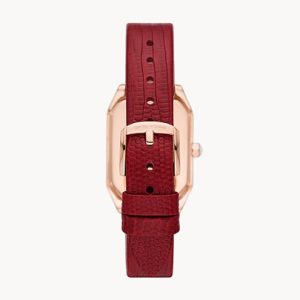 Emporio Armani Women’s Quartz Red Leather Strap Mother Of Pearl Dial 24mm Watch AR11467