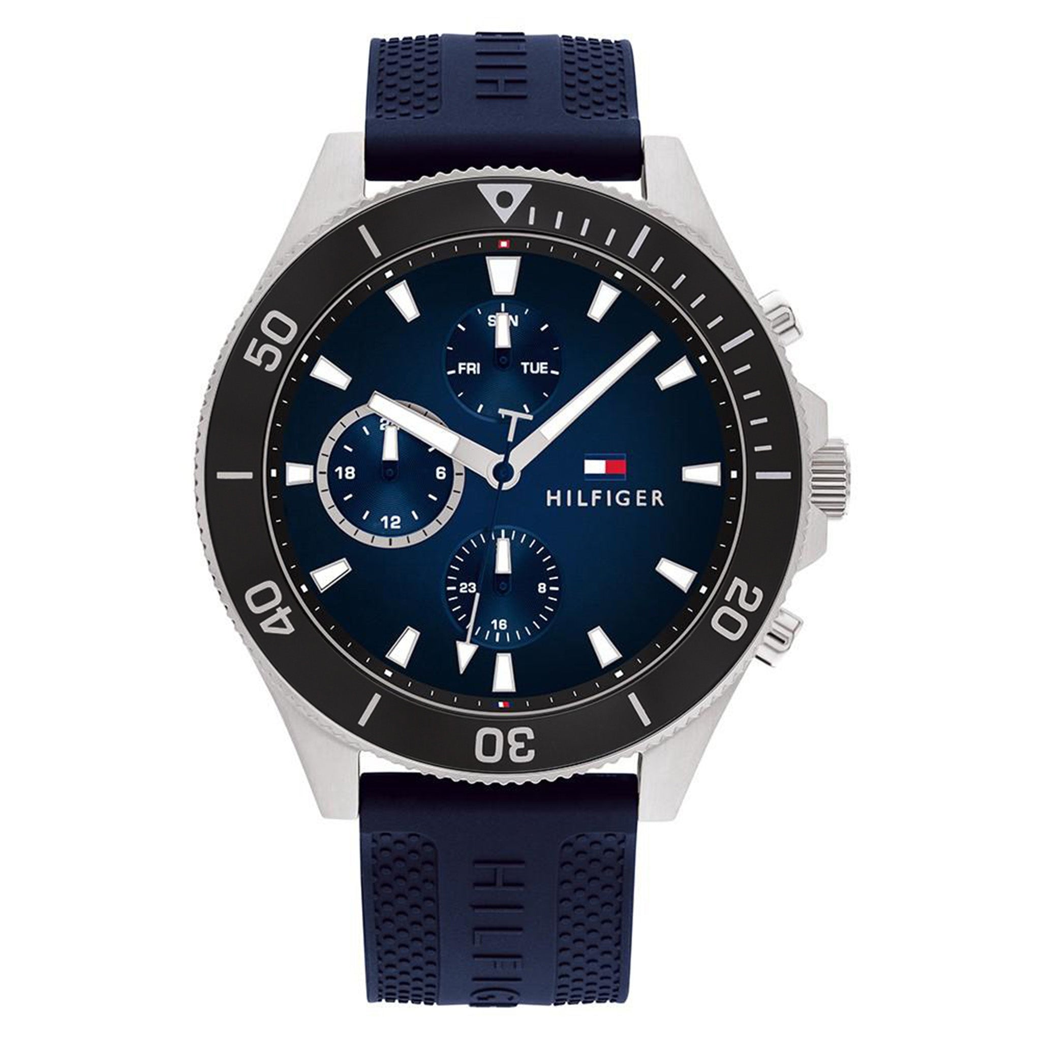 Tommy Hilfiger Larson Blue Silicone Strap Blue Dial Chronograph Quartz Watch for Gents – 1791920