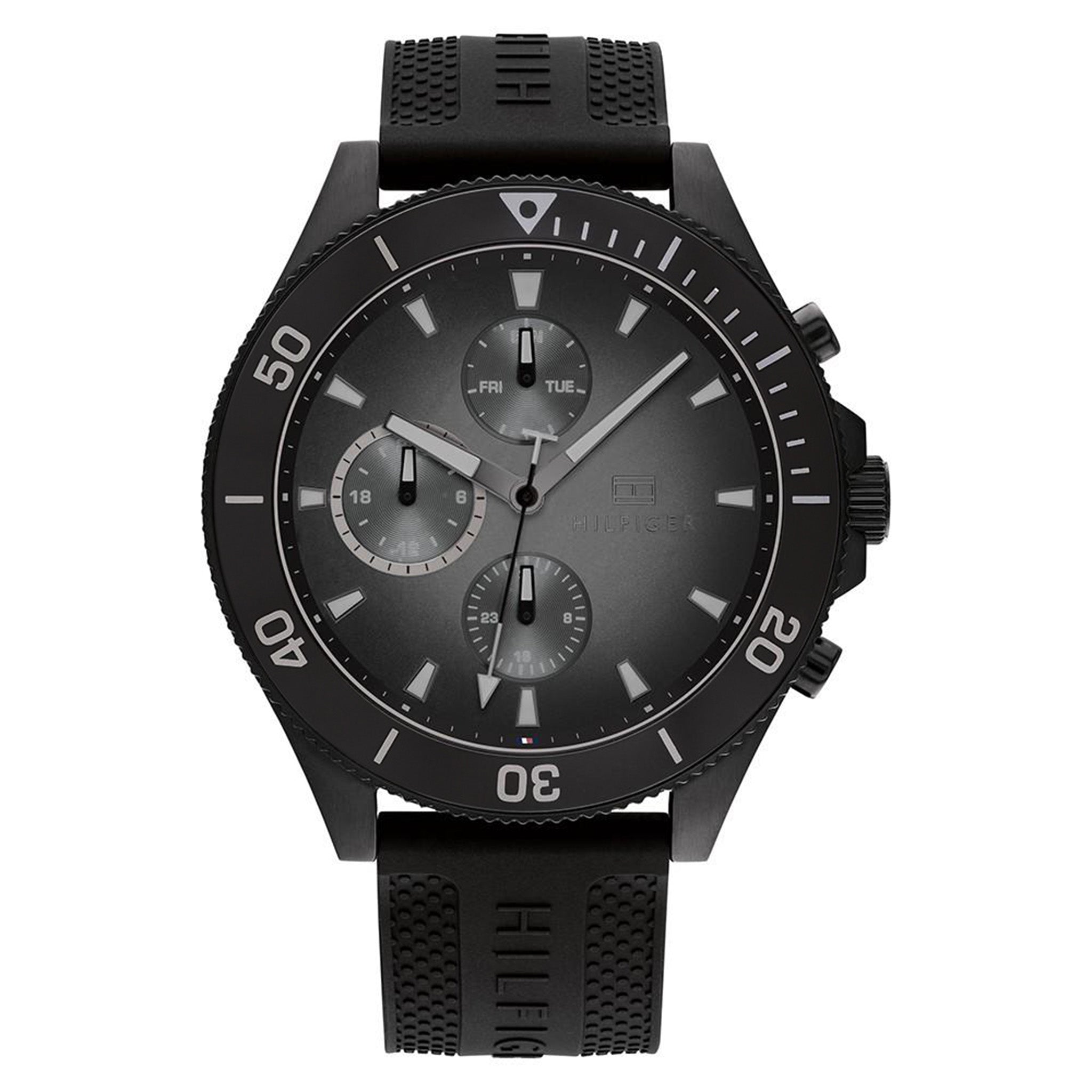 Tommy Hilfiger Men’s Quartz Black Silicone Strap Black Dial 46mm Watch 1791921