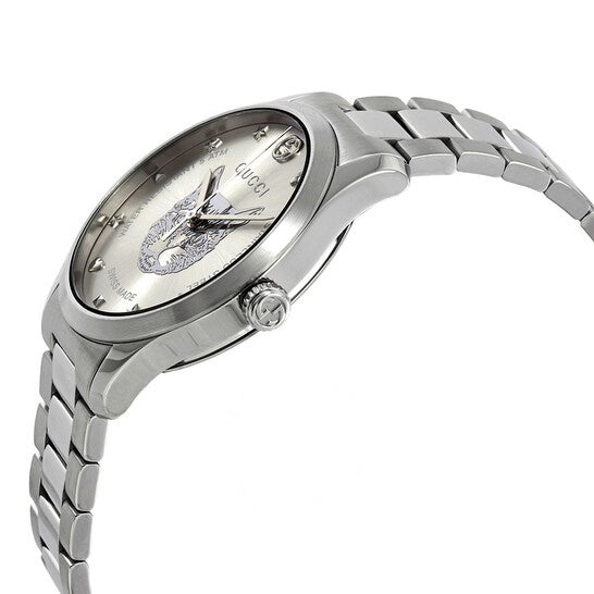 Gucci Unisex Swiss Made Quartz Silver Stainless Steel Silver Dial 38mm Watch YA1264095