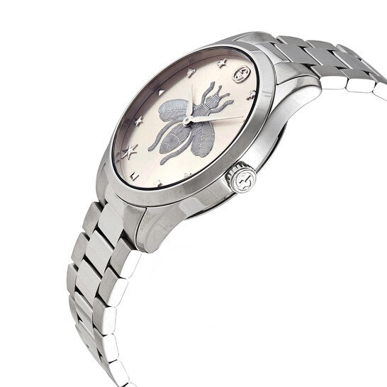 Gucci Women’s Swiss Made Quartz Silver Stainless Steel Silver Dial 38mm Watch YA1264126