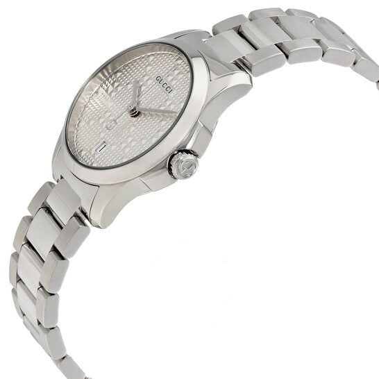 Gucci Women’s Swiss Made Quartz Stainless Steel Silver Dial 27mm Watch YA126551